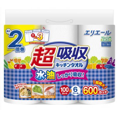 ふるさと納税 島田市 エリエール 超吸収キッチンタオル(100カット)6ロール×8セット