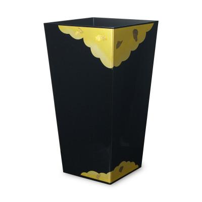 ふるさと納税 和歌山市 蒔絵調 ダストBOX L角 9.5L 金雲 ブラック 和室に日本の美を添えるくず入れ