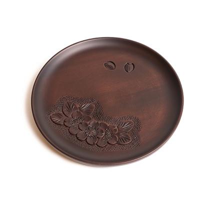 ふるさと納税 長野県 軽井沢彫　7寸丸盆(三連桜)　　長野県伝統工芸品