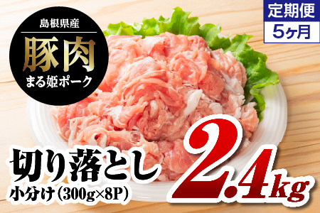 【 5ヶ月 定期便 】 まる姫ポーク 豚肉 切り落とし 2.4kg ×5回配送 【計12kg】 AK-20 小分け 冷凍 定期