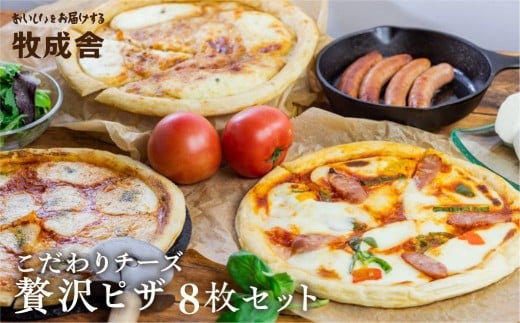 【年内発送】ピザ食べ比べセット 【8枚】  飛騨のチーズたっぷり ピザ贅沢セットピザ 冷凍 パーティー 常備 惣菜 訳アリ わけあり ワケアリ 食べ比べ セット 30000円 3万円 [C0002] 飛騨市  牧成舎 [C0002xch] 年内配送 年内お届け