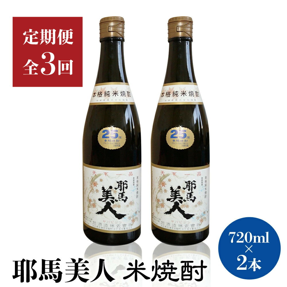 【ふるさと納税】【定期便3回】「耶馬美人」720ml 25度 米 2本セット | お酒 耶馬美人 日本酒 地酒 焼酎 米焼酎 2本 セット 酒 アルコール 一升瓶 定期 定期便 大分県 中津市