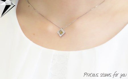 ナチュラルイエローダイヤモンド トゥインクルストーンペンダント プラチナ square ネックレス トゥインクルストーンダイヤモンド ジュエリー アクセサリー 宝石 レディース プレゼント ジュエリー