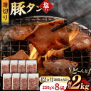 【ふるさと納税】【12回定期便】【塩だれ】九州産 豚タン 毎月250g×8袋 （計24kg） 長与町/岩永ホルモン [EAX173] 国産 こくさん豚タン ぶたたん スライス すらいす 豚たん 小分け 味付き 焼肉 やきにく 冷凍 定期便 ていきびん