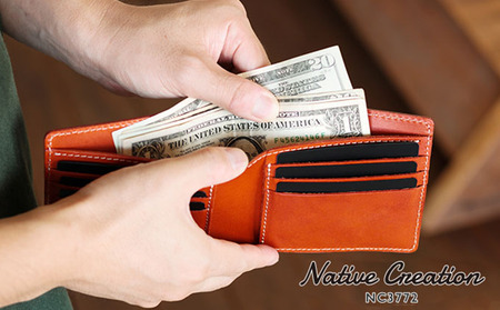 Native Creation 本革カード・札入れ用 二つ折り財布 NC3772 全8色 栃木レザー【納期1～3カ月】 ファッション小物  RED