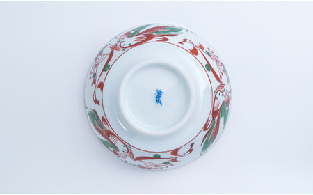 A25-442 赤絵万暦 ラーメン鉢 レンゲセット 有田焼 食器 うつわ 器 手描き 究極のラーメン鉢 まるぶん