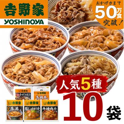 ふるさと納税 十日町市 吉野家 牛丼の具など人気5種10袋セット【冷凍】詰め合わせ レンジで簡単 常備食 吉野家牛丼 人気