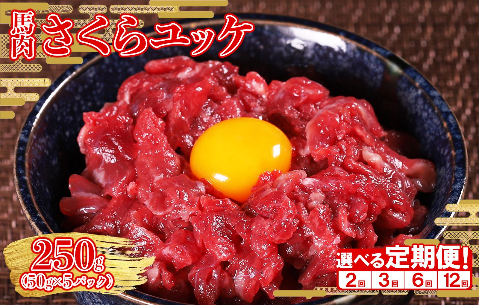 
                  【回数選べる定期便】本場熊本 馬肉 さくらユッケ 250g (50g×5)× 2回 or 3回 or 6回 or 12回 ユッケ 馬刺し 桜ユッケ 小分け 個包装 ヘルシー おつまみ 晩酌 熊本県 水上村
                