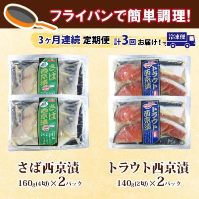 ふるさと納税 船橋市 【毎月定期便】ニッスイ 西京漬 2種セット(さば 4切・トラウトサーモン 2切) 各2パック全3回 |  | 03