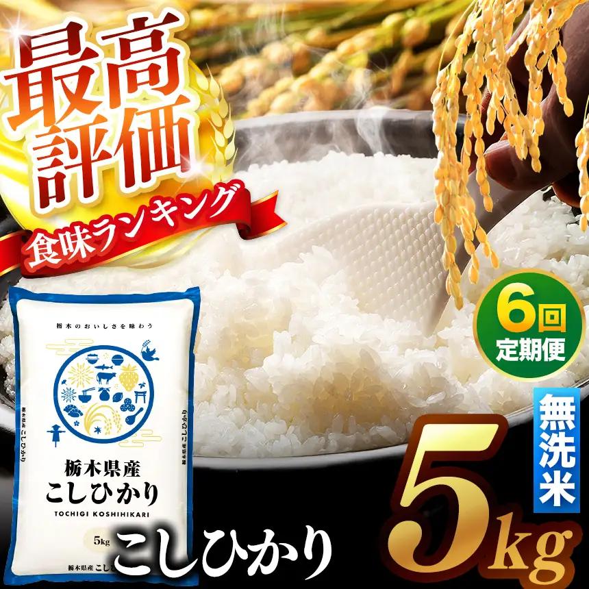 【先行予約】【定期便6回】 ＼無洗米／ 真岡市産コシヒカリ 5kg