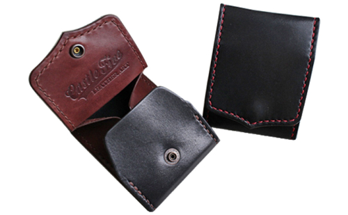 レザーコインケース（赤×黒、黒×茶）(80×100×12mm)　