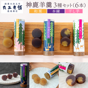 羊羹 （本練・和栗・干し芋）各2本（計6本）　神鹿羊羹