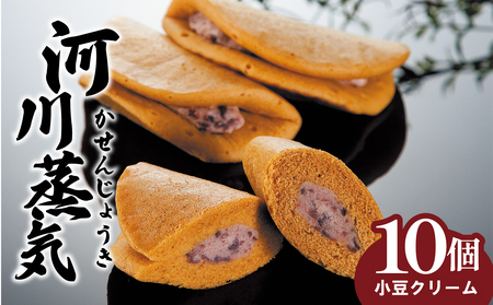河川蒸気 小豆クリーム味 10個入　【 いえい 小豆 河川蒸気 蒸しどら焼き 菜菓亭 新潟銘菓 和菓子 洋菓子 10個 どらやき どら焼き カステラ B22_02 】