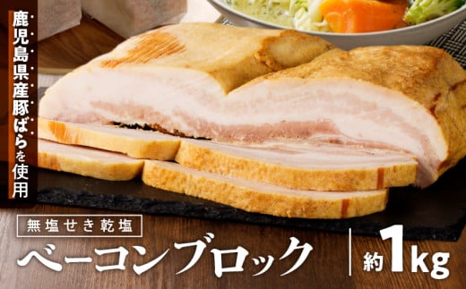 無塩せき乾塩ベーコンブロック　計約1kg　K161-020_01