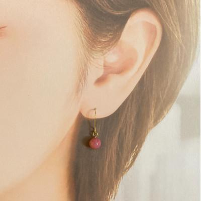 ふるさと納税 野田村 バラ輝石　ピアス(ゴールド) |  | 02