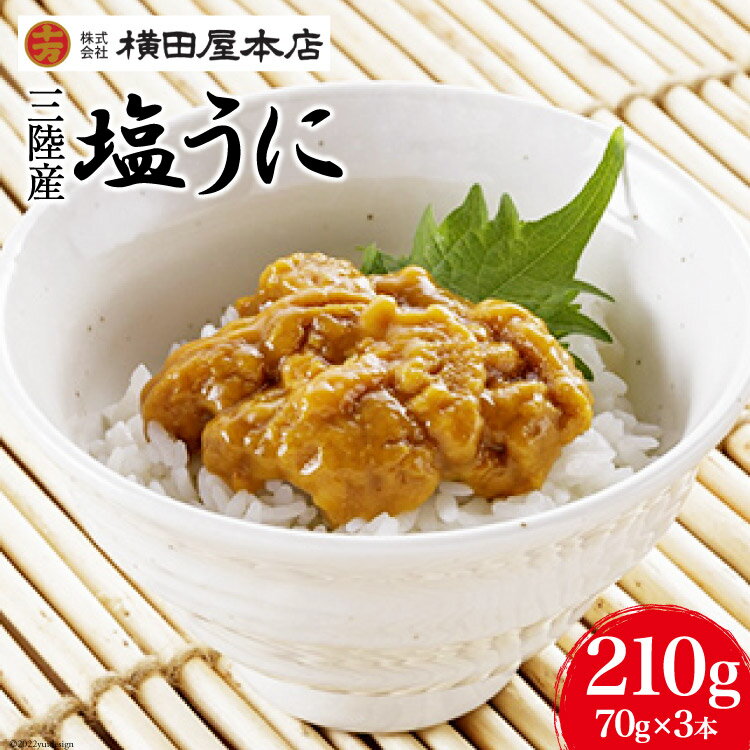 【ふるさと納税】 うに 三陸産 塩うに 70g×3本 [横田屋本店 宮城県 気仙沼市 20565815] ウニ 海鮮 雲丹 ご飯のお供 おつまみ 冷凍