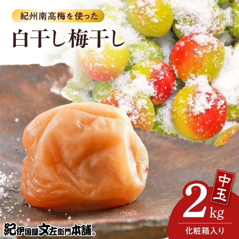 【ふるさと納税】白干し梅干し 1kg × 2箱 計2kg セット 中玉 2L サイズ 和歌山産 紀州南高梅 化粧箱入 すっぱい 白干し 梅干し 厳選 土用干し 選別 箱詰め 手作業 紀伊国屋文左衛門本舗 紀州みなべ産 田辺産 南高梅 お取り寄せ 和歌山県 湯浅町 送料無料