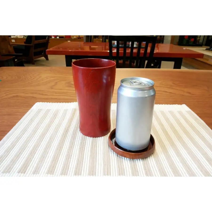 ≪木曽漆器≫ 缶ビール 丸ごとカップ 赤スリ