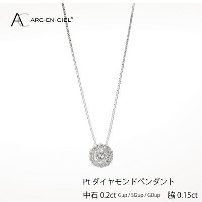 ふるさと納税 泉佐野市 ARC-EN-CIEL　PT ダイヤ 中石0.20ct 取り巻きペンダント【鑑定書付き】J014-1