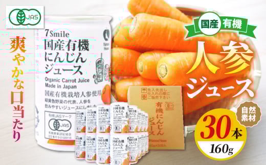 【ナチュラルハウス】 自然素材 国産 有機人参ジュース　１缶160ｇｘ30本入り | 人参 ジュース 野菜 ジュース 飲料 ドリンク オーガニック 健康 有機 長野県 松本市 ふるさと納税