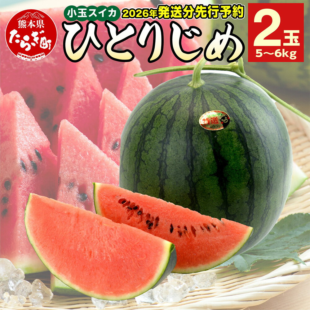 【ふるさと納税】《先行予約》5月上旬～順次発送 熊本県産 小玉 スイカ ひとりじめ 2玉 合計5～6kg すいか 果物 フルーツ 甘い 熊本県 多良木町 ひとりじめ かわいい 送料無料 《2026年5月上旬より順次発送》