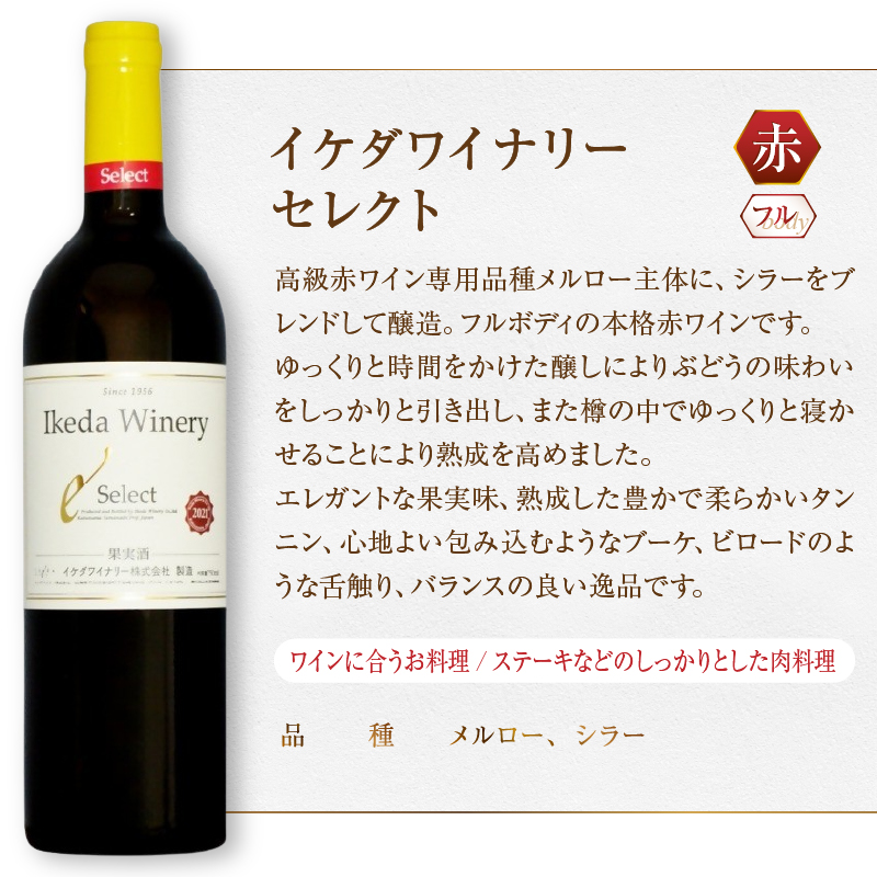 イケダワイナリー【グラン・キュヴェ 甲州／セレクト赤】2本セット（MG）C-490