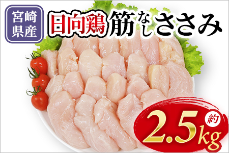 ＜宮崎県産日向鶏 筋なしささみ 約2.5kg＞ 国産 鶏 肉 精肉 とりにく ささみ ささみ肉 筋なし 使いやすい 小分け パック 真空冷凍 お弁当 惣菜 蒸し鶏 数量限定 鶏ささみ 鶏ササミ ササミ 鳥ささみ 鳥ササミ さっぱり あっさり【MI453-tr】【TRINITY】