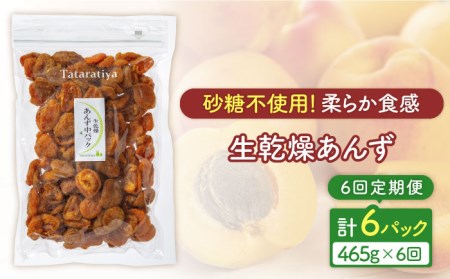 【6回定期便】生乾燥あんず中パック465g【多々楽達屋】厳選 濃厚 砂糖不使用 果物 杏 アプリコット おつまみ おやつ お菓子 製菓材料 間食 食べやすい ヘルシー 体にいい 健康 腸活 おいしい ドライフルーツ たたらちや tataratiya 送料無料  [MAD047]