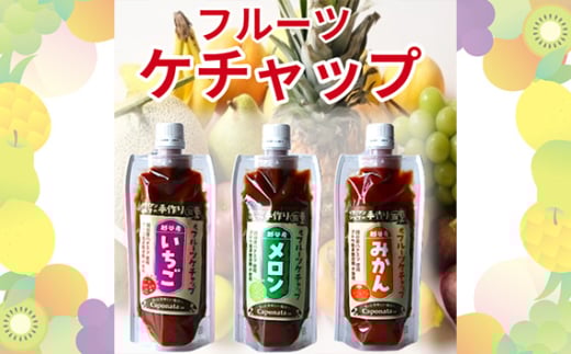 No.247 【フルーツケチャップ】苺、メロン、みかんの3種類セットレシピ付き ／ 自家製ケチャップ いちごケチャップ メロンケチャップ みかんケチャップ 埼玉県