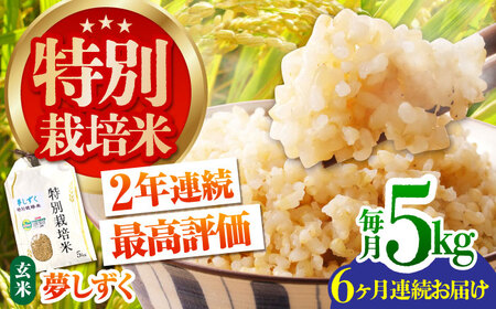【安心・安全な佐賀の米】＜全6回定期便＞特別栽培米「夢しずく」玄米5kg【だいちの家】[HAG033]