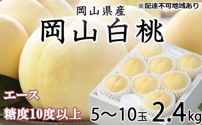 桃 2026年 先行予約 岡山 白桃 エース 5～10玉 約2.4kg  JA おかやま のもも（早生種・中生種） もも モモ 岡山県産 国産 フルーツ 果物 ギフト 甘い 美味しい 産地直送 贈り物 高糖度 
