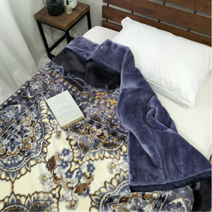 【シングルサイズ】吸湿発熱シルキータッチ2枚合わせ毛布 ブルー1枚 YO-4800-BL