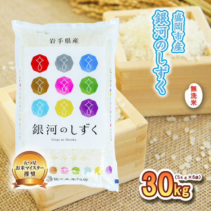 【ふるさと納税】無洗米 銀河のしずく 30kg お米マイスター推奨 盛岡市産 精米 白米 お米 こめ コメ ご飯 主食 おにぎり おむすび お弁当 和食 国産 食べ物 食品