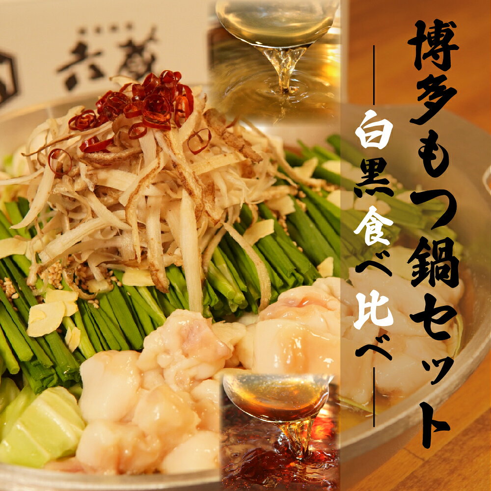 【ふるさと納税】六蔵　博多白・黒もつ鍋食べ比べセット　2～3人前×2セット 　2W5-S