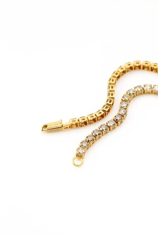 Deliciae テニスブレスレット K18YG 天然ダイヤモンド ライトブラウン【トータル5.40ct】22cm DTB-7-YG-0545-S22