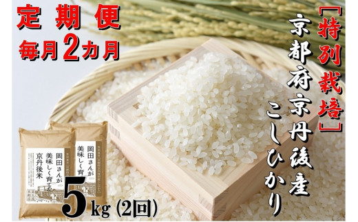 【定期便2か月】特別栽培 京都府京丹後市産こしひかり 岡田さんが美味しく育てた京丹後米 5kg×2か月　NC00008