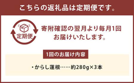 【定期便6回】からし蓮根セット3本 揚げたて