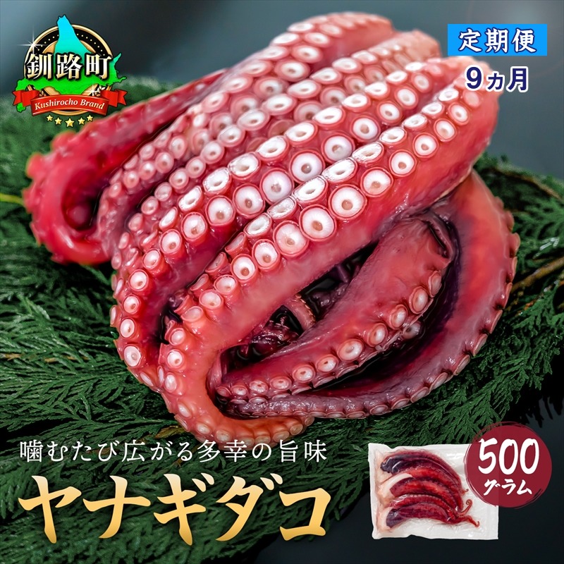 【定期便 9ヶ月連続】ヤナギダコ 500g【産地直送】プリプリ食感！釧路町昆布森産 ヤナギタコ 柳ダコ 柳タコ 噛むたびに広がる多幸の旨味 お刺身 鍋 煮物に最適 栄養満点 贈答用 贈答品 漁師直送 鮮度抜群 蛸 タコ たこ 足 刺身 たこやき たこ唐揚げ 冷凍 魚介類 海鮮 絶品 人気 カネショウ 100000円以下 定期便 海鮮 9回 海鮮定期便 北海道 釧路町 釧路超 特産品