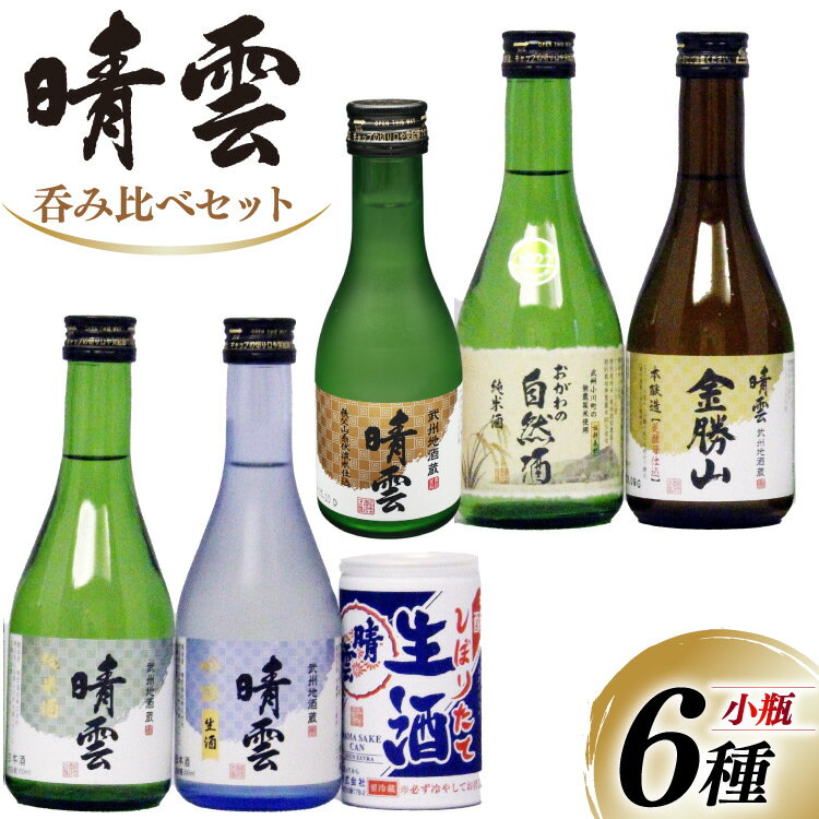 【ふるさと納税】 日本酒 飲み比べ 晴雲 小川の地酒蔵 小瓶 6種 セット 計6本 [晴雲酒造 埼玉県 小川町 396] お酒 地酒 清酒 純米酒 自然酒 本醸造 吟醸 生酒