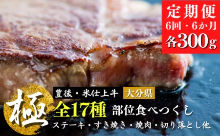 【定期便】豊後・米仕上牛部位17種類食べつくし6か月6kg【極】|和牛 和牛 和牛 和牛 和牛 