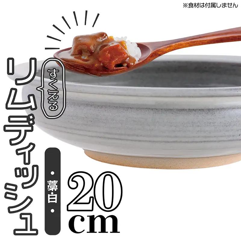 【鬼丸雪山窯元】すくえるリムディッシュ20センチ（藁白） N2-S