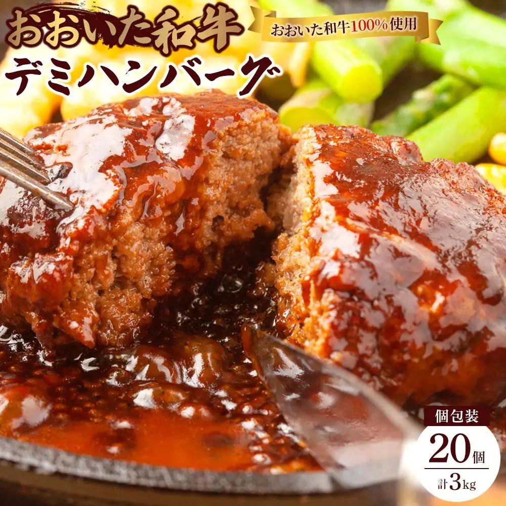 ＜おおいた和牛100％使用＞デミハンバーグ 個包装 20個 計約3kg