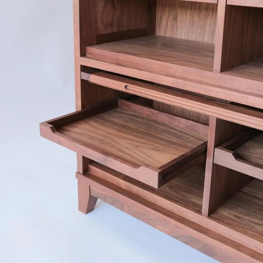 旭川家具 山室家具製作所 ココ キャビネット2段 ウォールナット 【 国産 無垢 インテリア 木製 ナチュラル キャビネット 食器棚 キッチンボード 収納 ダイニング キッチン 北海道 】_04588