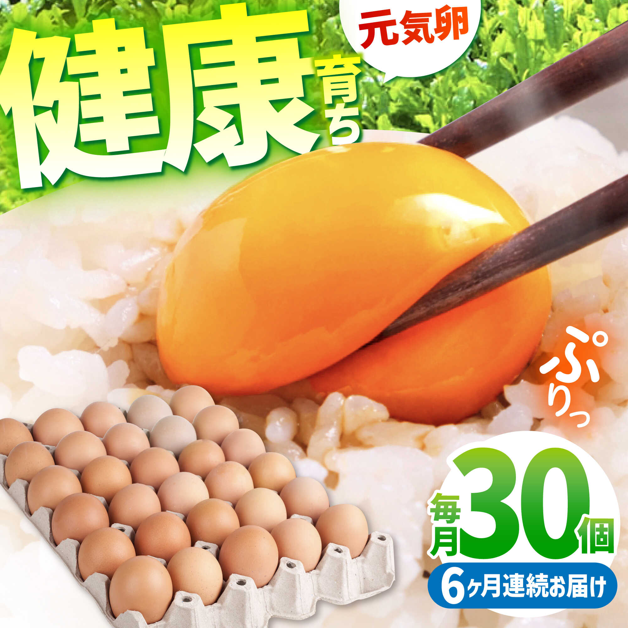 【ふるさと納税】【6回定期便】お茶と海藻で健康育ち 元気卵 180個（30個×6回） / たまご タマゴ 玉子 鶏卵 / 亀山市 / 藪本養鶏園 [AMBH003]