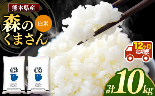 【 定期12回 】森のくまさん 白米 10kg （5kg×2袋）×12回  | 米 お米 精米 白米 10kg 5kg 2袋 12回 定期便 送料無料 熊本県産 