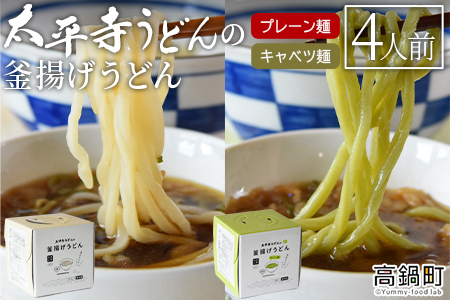 ＜太平寺うどんの釜揚げうどん プレーン麺（2人前）×キャベツ麺（2人前）セット＞【TVで話題沸騰！】【創業45年の味】【c963_th_x2】