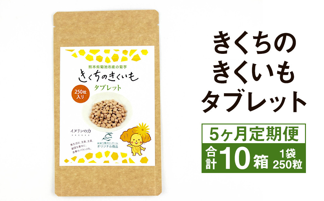 
【5ヶ月定期便】きくちのきくいも タブレット 50g（250粒入り）2箱×5回 計10箱 菊芋 健康食品
