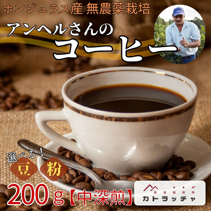 【ふるさと納税】コーヒー 珈琲 【豆／粉 選べる】 200g 飲料 ホンジュラス産 中深煎り 焙煎 無農薬 アンヘルさんのコーヒー カトラッチャコーヒー焙煎所 香り コク プレゼント ギフト 愛媛 伊予市
