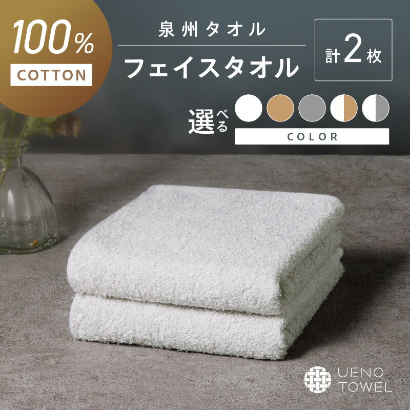 【ふるさと納税】選べる カラー！【泉州タオル】吸水力と肌触りが自慢のデイリーユースフェイスタオル 2枚【配送不可地域：北海道・沖縄・離島】