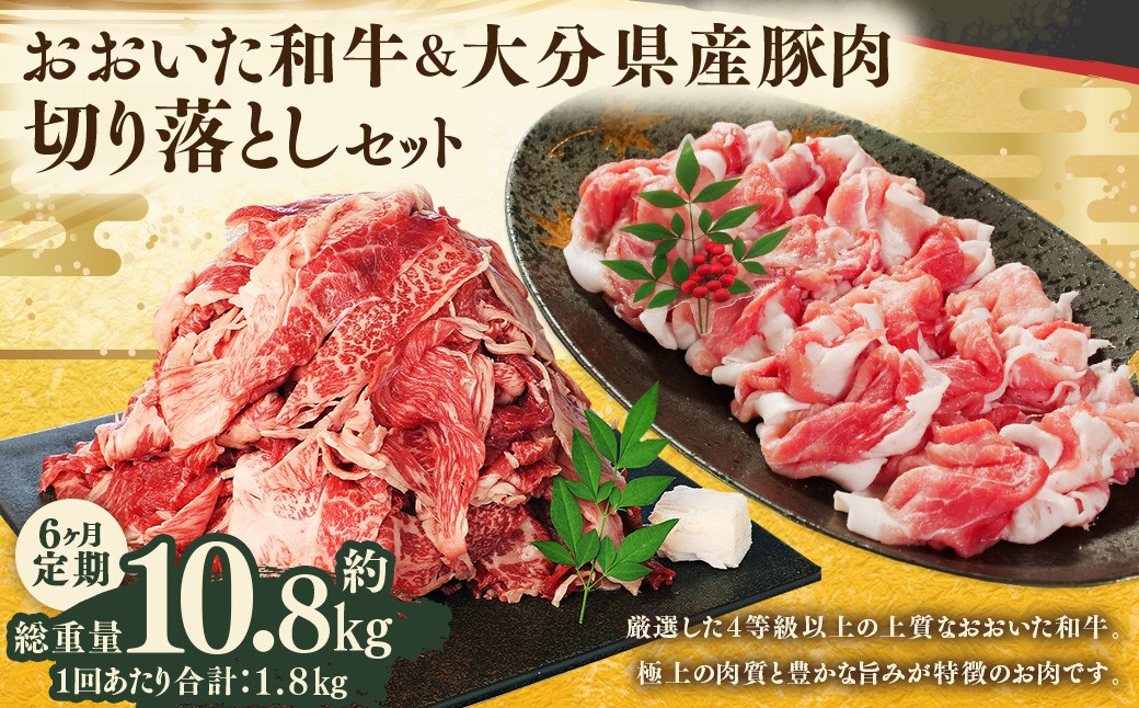 おおいた和牛切り落とし 約1kgと大分県産「米の恵み」豚切り落とし 約800g 計約1.8kg
